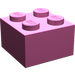 LEGO Dark Pink Brick 2 x 2 without Cross Supports (3003)