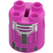 LEGO Dark Pink Brick 2 x 2 x 2 Round with QT-KT Droid Body with Bottom Axle Holder &#039;x&#039; Shape &#039;+&#039; Orientation (30361)