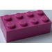 LEGO Donkerroze Steen Magneet - 2 x 4 (30160)