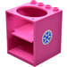 LEGO Donkerroze Cabinet 4 x 4 x 4 met Sink Gat met Blauw Snowflake Sticker met deurhoudergaten (6197)