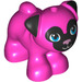 LEGO Donkerroze Hond - Pug met Zwart Oren en Muzzle en Metallic Roze Neus (72464 / 77303)