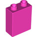 LEGO Dark Pink Duplo Brick 1 x 2 x 2 without Bottom Tube (4066 / 76371)