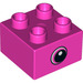 LEGO Dark Pink Duplo Brick 2 x 2 with Eye looking left (37396 / 37397)