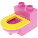 LEGO Donkerroze Duplo Toilet met Geel Stoel