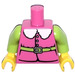 LEGO Dark Pink Minifig Torso Dark Pink Jacket with Lime Green Arms (973)