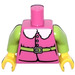 LEGO Dunkelpink Minifig Torso Dark Pink Jacket mit Lime Green Arme (973)