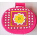 LEGO Dark Pink Oval Case with Handle with Yellow Flower Sticker (6203)