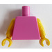 LEGO Dunkelpink Schmucklos Minifig Torso mit Gelb Arme und Hände (76382 / 88585)