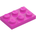 LEGO Mørk rosa Plate 2 x 3 (3021)