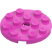 LEGO Dark Pink Plate 4 x 4 Round with Hole and Snapstud (60474)