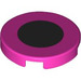 LEGO Dark Pink Tile 2 x 2 Round with Black Circle with Bottom Stud Holder (14769 / 79547)