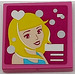 LEGO Dark Pink Tile 2 x 2 with Woman Smiling, Heart and Circles Sticker with Groove (3068)