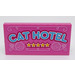 LEGO Dark Pink Tile 2 x 4 with Dark Azure &#039;CAT HOTEL&#039; and 5 Stars Sticker (87079)