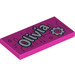 LEGO Dark Pink Tile 2 x 4 with &#039;Olivia&#039; (44991 / 87079)