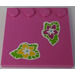 LEGO Dark Pink Tile 4 x 4 with Studs on Edge with Magenta and Yellow Flower, Green Leaves Sticker (6179)