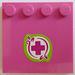 LEGO Dark Pink Tile 4 x 4 with Studs on Edge with magenta cross and leaves Sticker (6179)