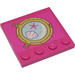 LEGO Dark Pink Tile 4 x 4 with Studs on Edge with Starfish and Clam in Porthole Sticker (6179)