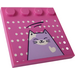 LEGO Dark Pink Tile 4 x 4 with Studs on Edge with White Dots and Cat with Heart  Sticker (6179)