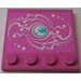 LEGO Dark Pink Tile 4 x 4 with Studs on Edge with White Wave in Azur Circle, White Swirls Sticker (6179)