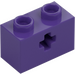 LEGO Dunkelviolett Stein 1 x 2 mit Achsloch (&#039;+&#039; Öffnung und Unterrohr) (31493 / 32064)