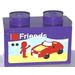 LEGO Dark Purple Brick 1 x 2 with Lego Set Package &quot;Friends&quot; Sticker with Bottom Tube (3004)