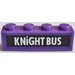 LEGO Dark Purple Brick 1 x 4 with &#039;KNIGHT BUS&#039; Sticker (3010 / 6146)