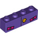 LEGO Dark Purple Brick 1 x 4 with Pink pockets and yellow Skull  (3010 / 33599)