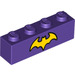 LEGO Dark Purple Brick 1 x 4 with Yellow Bat (3010 / 33596)