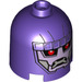 LEGO Dark Purple Brick 2 x 2 x 1.7 Round Cylinder with Dome Top with &#039;Sentinel&#039; Face, Red Eyes (Safety Stud) (18044 / 30151)