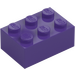 LEGO Violet Foncé Brique 2 x 3 (3002)