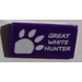 LEGO Dark Purple Slope 1 x 2 (31°) with &#039;GREAT WHITE HUNTER&#039; and Paw Sticker (85984)