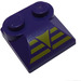 LEGO Dark Purple Slope 2 x 2 Curved with Yellow Triangle and 3 Lines with Curved End (47457)
