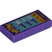 LEGO Dunkelviolett Fliese 1 x 2 mit Phone mit Fledermaus mit Nut (3069 / 29349)