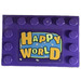 LEGO Dark Purple Tile 4 x 6 with Studs on 3 Edges with &#039;HAPPY WORLD&#039; Sticker (6180)