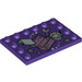 LEGO Dark Purple Tile 4 x 6 with Studs on 3 Edges with Treasure Chest, Book, Space Helmet, Heart and Stars (6180 / 45092)