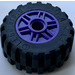 LEGO Dark Purple Wheel Rim Ø18 x 14 with Pin Hole with Tire Ø 30.4 x 14 with Offset Tread Pattern and Band around Center