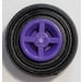 LEGO Dark Purple Wheel Rim Ø8 x 6.4 without Side Notch with Tire Ø 14mm x 4mm Smooth Old Style