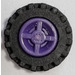 LEGO Viola scuro Wheel Rim Ø8 x 6.4 without Side Notch with Tire Ø15 X 6mm with Offset Tread Band Around Center of Tread