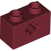 LEGO Donkerrood Steen 1 x 2 met As Gat (&#039;X&#039;-opening) (32064)