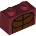 LEGO Dark Red Brick 1 x 2 with brown pocket pouch with Bottom Tube (3004 / 36749)