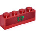 LEGO Dark Red Brick 1 x 4 with &#039;UP&#039; green Sticker (3010)