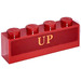 LEGO Rouge foncé Brique 1 x 4 avec &#039;En haut&#039; Orange  Autocollant (3010)