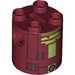 LEGO Dark Red Cylinder 2 x 2 x 2 Robot Body with Black, Gray, and Green Astromech Droid Pattern (Undetermined) (85630)
