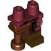 LEGO Donkerrood Heupen met Reddish Bruin Peg Been en Donkerrood Links Been, met Worn Clothing en Boot Decoratie (23012)