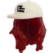 LEGO Dark Red Long Wavy Hair with White Cap with Black Logo (66980)