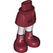 LEGO Dark Red Minidoll Hip with Curved Skirt with Dark Red Boots with White Stripes (Thick Hinge) (92820)