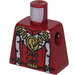 LEGO Donkerrood Minifiguur Torso zonder armen met Royalty Torso, Gold Leeuw Pendant en Bont Trim (973)