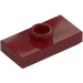 LEGO Rojo oscuro Placa 1 x 2 con 1 Espiga (con ranura y sujeción de espiga inferior) (15573 / 78823)