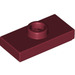 LEGO Dark Red Plate 1 x 2 with 1 Stud (with Groove and Bottom Stud Holder) (15573 / 78823)