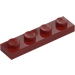 LEGO Mørk rød Plate 1 x 4 (3710)